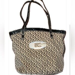Guess Black and Tan Tote with Sleek Design